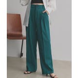 グリーン | ストレートパンツ センタープレス タック カラー ポケット 後ろゴム | ad thie