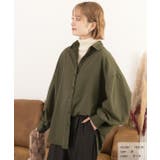 カーキ | ピーチ起毛 ビックカラーシャツ | ad thie