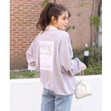 くすみパープル | バックプリントトレーナー スウェット 裏毛 | ad thie