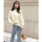 ニットカーディガン ストライプ パステル Vネック ゆったり | ad thie | 詳細画像7 