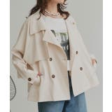 アイボリー | トレンチコート ショート ラグラン ボタン ポケット | ad thie