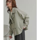 グリーン | トレンチコート ショート ラグラン ボタン ポケット | ad thie