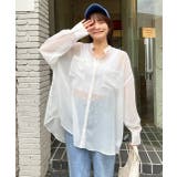 カラーシアーシャツ ノーカラー ポケット ビッグ シルエット