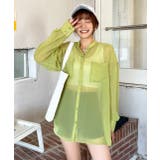 ピスタチオ | カラーシアーシャツ ノーカラー ポケット ビッグ シルエット | ad thie