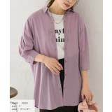 ラベンダー | ジョーゼット＆タック袖 ビッグチュニックシャツ | ad thie