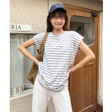 ボーダーTシャツ フレンチスリーブ クルーネック | ad thie | 詳細画像7 