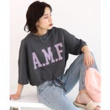 ショート丈プリントTシャツ A.M.F 裾絞り ギャザー ロゴ | ad thie | 詳細画像12 