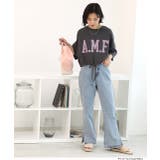 ショート丈プリントTシャツ A.M.F 裾絞り ギャザー ロゴ | ad thie | 詳細画像14 