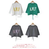 ショート丈プリントTシャツ A.M.F 裾絞り ギャザー ロゴ | ad thie | 詳細画像20 