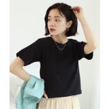 ブラック | シンプル無地 ボーダー ショート丈ミニTシャツ | ad thie