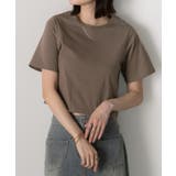 ダークブラウン | シンプル無地 ボーダー ショート丈ミニTシャツ | ad thie