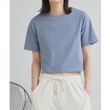 ブルー | シンプル無地 ボーダー ショート丈ミニTシャツ | ad thie
