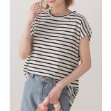 ブラック | コットン100％・フレンチスリーブ  ボーダーTシャツ | ad thie