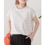 グレー | コットン100％・フレンチスリーブ  ボーダーTシャツ | ad thie