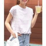 ピンク | コットン100％・フレンチスリーブ  ボーダーTシャツ | ad thie