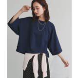 ネイビー | ワイドシルエット ショート丈Tシャツ | ad thie