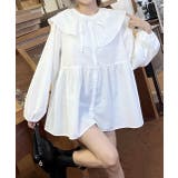 オフホワイト | マルチWAY襟付きティアードシャツ | ad thie