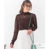 ダークブラウン | サムホールシアーハイネックロンT | ad thie