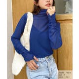 ブルー | サムホールシアーハイネックロンT | ad thie