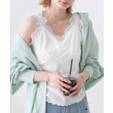 ホワイト | 裾メロー・Vネック レースキャミソール | ad thie