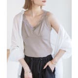 モカベージュ | 裾メロー・Vネック レースキャミソール | ad thie