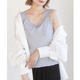 アイスグレー | 裾メロー・Vネック レースキャミソール | ad thie