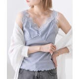 ライトブルー | 裾メロー・Vネック レースキャミソール | ad thie