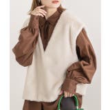 アイボリー | ゆったり エコファー Vネックベスト | ad thie