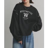 ブラック | 配色ステッチ・刺繍ロゴ 裏起毛BIGプルオーバー | ad thie