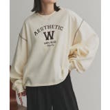 アイボリー | 配色ステッチ・刺繍ロゴ 裏起毛BIGプルオーバー | ad thie