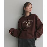 ダークブラウン | 配色ステッチ・刺繍ロゴ 裏起毛BIGプルオーバー | ad thie