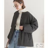 共地マフラー付きノーカラー中綿ジャケット 軽量 防寒 エコダウン アウター | ad thie | 詳細画像10