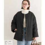 共地マフラー付きノーカラー中綿ジャケット 軽量 防寒 エコダウン アウター | ad thie | 詳細画像11
