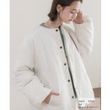共地マフラー付きノーカラー中綿ジャケット 軽量 防寒 エコダウン アウター | ad thie | 詳細画像17