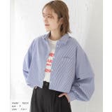 ショート丈・ ポケット付き ストライプシャツ | ad thie | 詳細画像8 