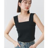 ブラック | インナーちら見え防止 スクエアネックタンク | ad thie