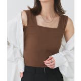 ブラウン | インナーちら見え防止 スクエアネックタンク | ad thie