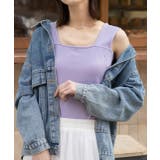 パープル | インナーちら見え防止 スクエアネックタンク | ad thie