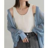 アイボリー | ヘンリーネックリブ タンクトップ | ad thie