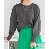 チャコール | パール付きスリット 裏毛ボリュームスリプルオーバー | ad thie