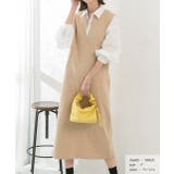 ベージュ | 裏毛キーネックロングワンピース | ad thie