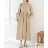 カレッジロゴ 裏毛ギャザー切替ワンピース | ad thie | 詳細画像19