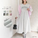 カレッジロゴ 裏毛ギャザー切替ワンピース | ad thie | 詳細画像1