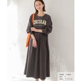 カレッジロゴ 裏毛ギャザー切替ワンピース | ad thie | 詳細画像2