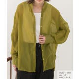 カーキ | バンドカラー シアーシャツ | ad thie