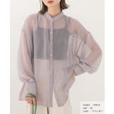 ラベンダー | バンドカラー シアーシャツ | ad thie