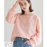 ピンク | シャーリングスリーブ ジャガードシアーブラウス | ad thie