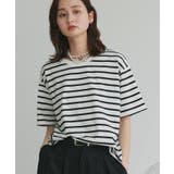 ボーダー×オフホワイト | 柔らかコットン100％ 無地 シンプルTシャツ | ad thie