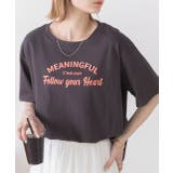 チャコール | 柔らかコットン100％ アーチロゴプリントTシャツ | ad thie