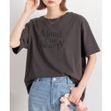 チャコール | 柔らかコットン100％ ロゴプリントTシャツ | ad thie